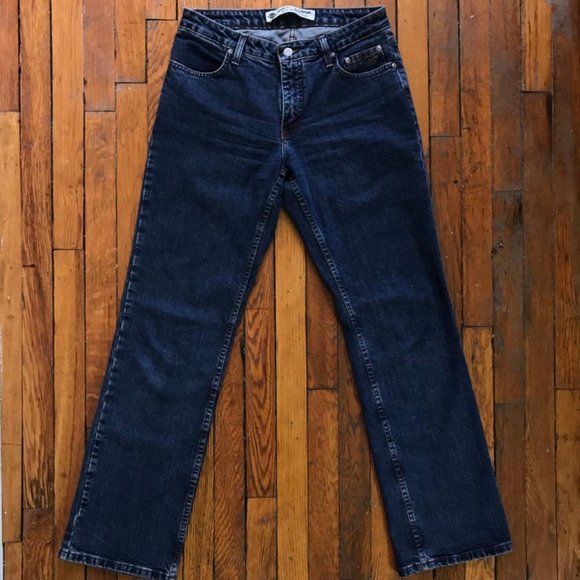 Vintage Y2K Harley Davidson Motorcycles Women's Dark Blue Denim Boot Cut Jeans. - Picture 2 of 4